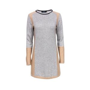Magaschoni Colorblocked Cashmere Sweater Dress - Size XS - Gray, Tan